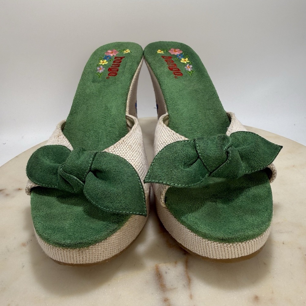 Bongo Vintage Y2K Embroidered Floral Platform Wedge Sandals Fairy Cute Size 10M - Picture 2 of 12